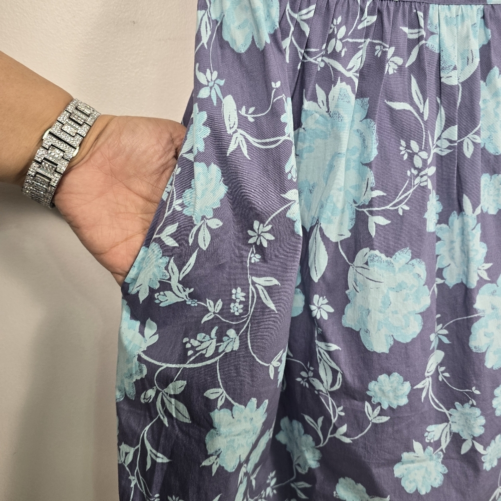 Free People Meet Me In Maui Mini Dress M Blue Floral Open Back - Picture 11 of 12